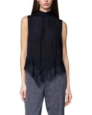 Kaos Crepe De Chine Top Met Nekstrik - Zwart