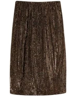 Twinset Rokken ,Bruin ,Polyester Sequin Stripe Midi Rok