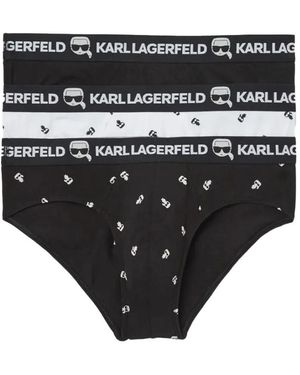 KARL LAGERFELD Ondergoed ,Veelkleurig ,Katoen Ikonik Brief Multi Set (X3) - Zwart