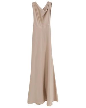 ACTUALEE Satin Lange Jurk - Naturel