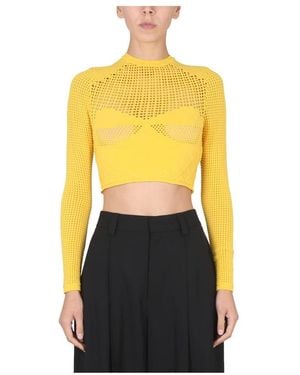 Ambush Truien & Vesten ,Geel ,Crochet Hearts Knit Crew Neck