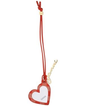 Ganni Accessoires ,Rood ,Leer Bou Hart Spiegel