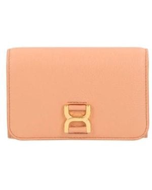 Chloé Accessoires ,Bruin ,Stijlvolle Compacte Portemonnee - Roze
