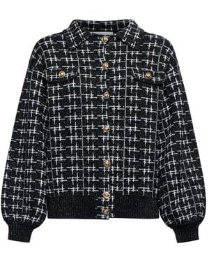 Silvian Heach Cardigan Mit Geflochtener Struktur Und Voluminösen Ärmeln - Schwarz