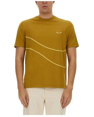 Paul Smith Tops ,Bruin ,Katoen T-Shirt Met Logodetails - Groen