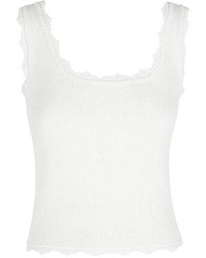 Low Classic Tops ,Wit ,Polyester Lace Edge Sleeveless Knit