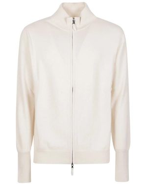 Ballantyne Schlichter Reißverschluss-Strickjacke - Weiß
