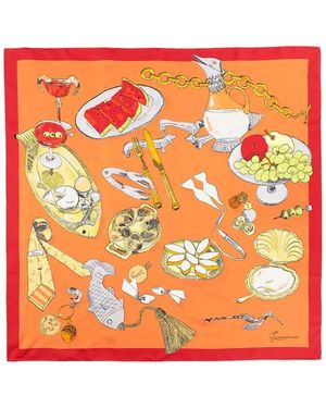 Jacquemus Accessoires ,Veelkleurig ,The Cocktail Large Silk Scarf - Oranje
