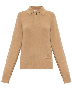Burberry Langärmeliges Kaschmir-Poloshirt - Natur
