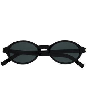 Saint Laurent Jeanne Ovaal Acetaat Metalen Zonnebril - Zwart