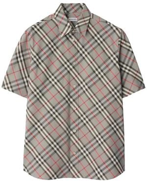 Burberry Klassieke Knopen Blouse, Licht Grijs