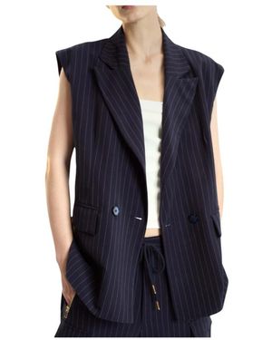 Cynthia Rowley Jassen ,Blauw ,Polyester Pinstripe Vest