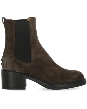 Tod's Schoenen ,Bruin ,Leer Gomma Suede Chelsea Boots