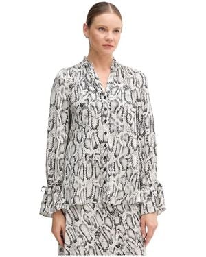 MARC AUREL Relaxed Shirt Met Opstaande Kraag - Wit
