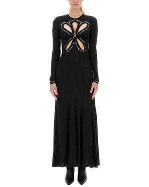 Rabanne Flower Cut Out Long Dress - Zwart