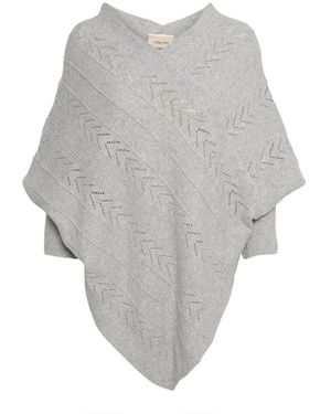 Cream Hellgrauer Strickponcho Mit V-Ausschnitt