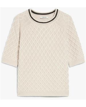 Max Mara Jersey De Lana Y Cachemira Con Estampado De Diamantes, Mujer, Talla - Blanco