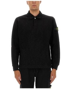 Stone Island Jassen ,Zwart ,Katoen Vanisé Geborsteld Zwaar Katoen Jersey