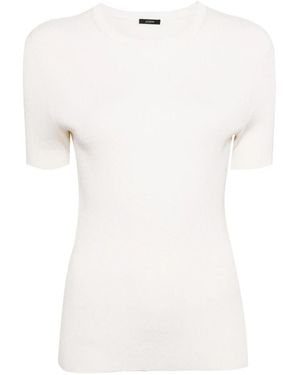 JOSEPH Tops ,Wit ,Satijn Satijnen Ribgebreide T-Shirt Met Korte Mouwen