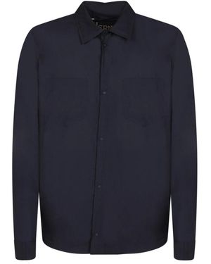 Herno Overhemden ,Blauw ,Ripstop Stof Overshirt