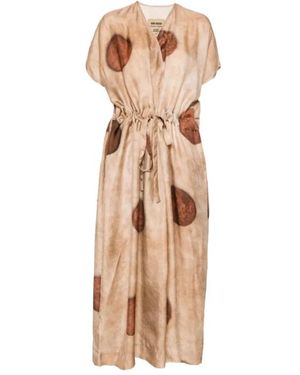 Uma Wang Kleedjes ,Bruin ,Acre Maxi Jurk Met Trekkoord Taille - Naturel