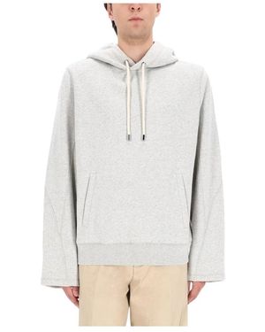 Lanvin Hoodies & Sweatvesten ,Grijs ,Katoen Katoenen Blend Logo Hoodie