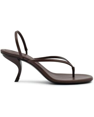 Gia Borghini Braune Leder-Aurora-Sandalen Mit Skulptiertem Absatz