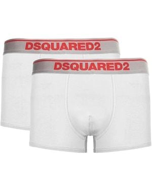 DSquared² Ondergoed ,Wit ,Katoen Basic Trunk Twin Pack