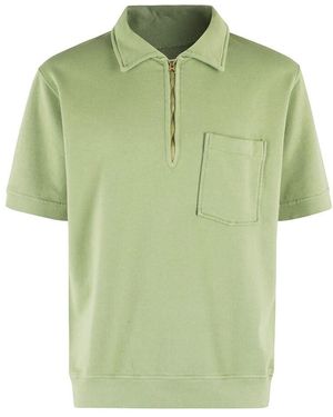 Fortela Grünes Polo Zip Sweatshirt Mit Tasche