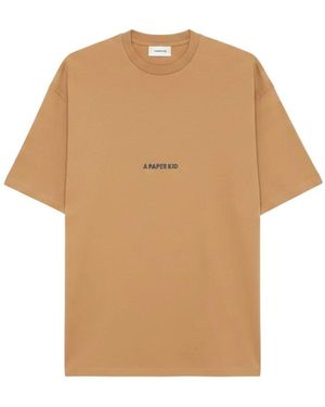A PAPER KID Tops ,Katoen Logo-Print T-Shirt - Naturel