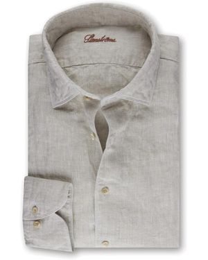 Stenströms Overhemden ,Linnen Fitted Body Linnen Overhemd - Grijs