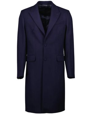 Dior Langer Mantel Mit Geknöpftem Riegel - Blau