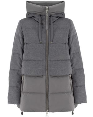 DUNO Parka Acolchada De Lana Con Capucha Acolchada, Mujer, Talla - Gris