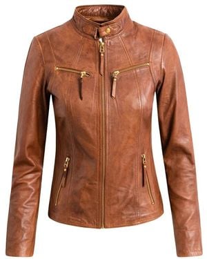 Btfcph Klassische Biker Lederjacke - Braun