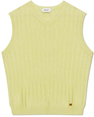 Versace Truien & Vesten ,Geel ,V-Neck Vest