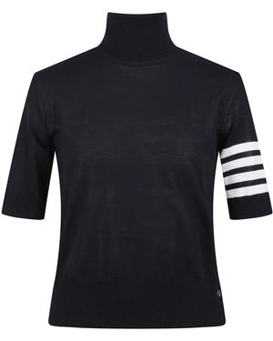 Thom Browne Kurzarm-Wollmischpullover - Schwarz