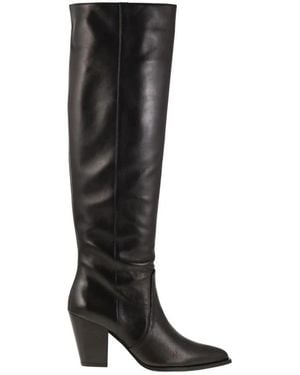 Stuart Weitzman Schoenen ,Zwart ,Leer 85Mm Kniehoge Laarzen Met Puntige Neus
