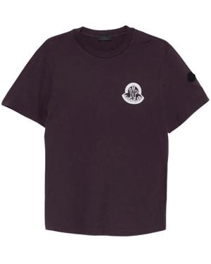 Moncler Tops ,Paars ,Katoen Logo-Patch T-Shirt