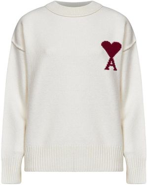 Ami Paris Truien & Vesten ,Wit ,Wol Adc Crewneck Sweater