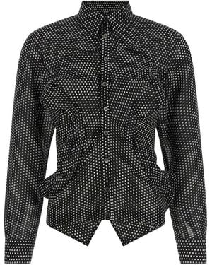 Junya Watanabe Hemd Mit Asymmetrischem Saum Und Polka-Dots - Schwarz