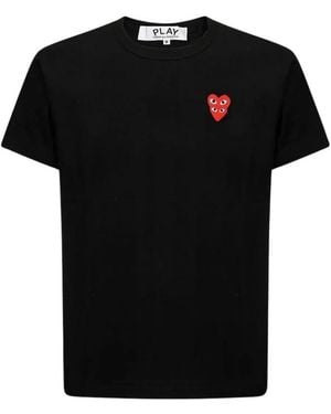 Comme des Garçons T-Shirt Mit Doppeltem Herz-Emblem - Schwarz