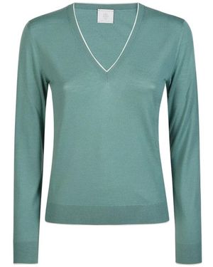 Eleventy Maglia Slim Scollo A V - Groen