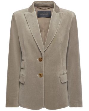 Elena Miro Jassen ,Grijs ,Katoen Velvet Blazer - Bruin