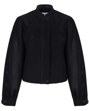 Max Mara Jassen ,Blauw ,Textured Bomber Jacket - Zwart
