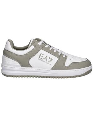 EA7 Schoenen ,Wit ,Polyester Logo-Print Panelled Sneakers