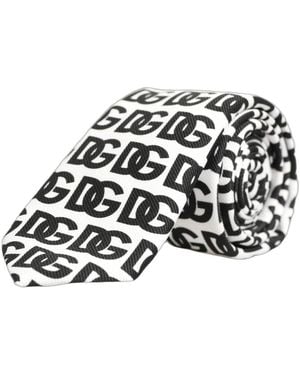 Dolce & Gabbana Logo Monogram Wide Adjustable Necktie - Schwarz