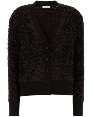 Ferragamo V-Ausschnitt Bouclé Cardigan - Schwarz