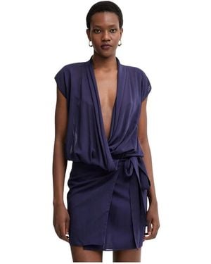 Pinko Kleedjes ,Paars ,Katoen Wikkeljurk - Blauw