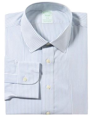 Brooks Brothers Overhemden ,Blauw ,Katoen Slim Fit Non-Iron Katoenen Overhemd Met Ainsley Kraag