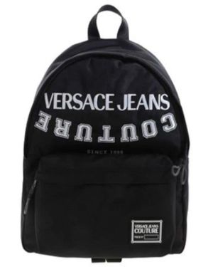 Versace Jeans Couture Großer schwarzer rucksack mit besticktem kontrastlogo